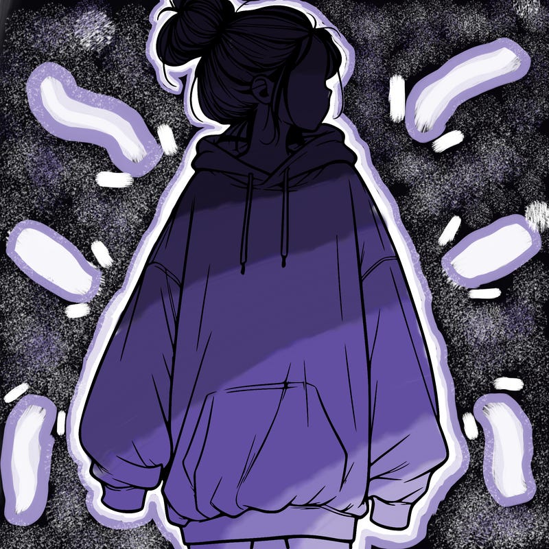 realistic girl with a oversized sweatshirt on and a bun