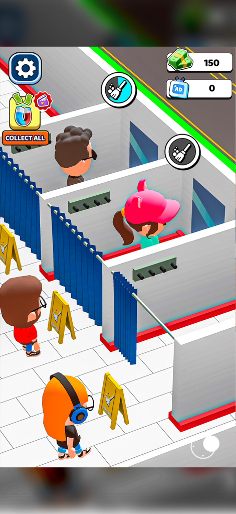 Fashion Outlet Rush Store - Characters waiting to use fitting rooms in the Fashion Outlet Rush Store simulation game