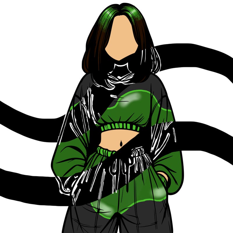 realistic girl faceless with baggy pants and a crop top