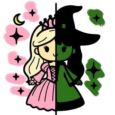 split princess and witch