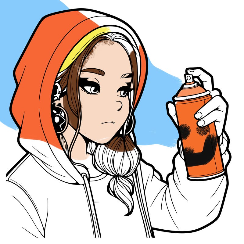 a realistic girl, spray painting