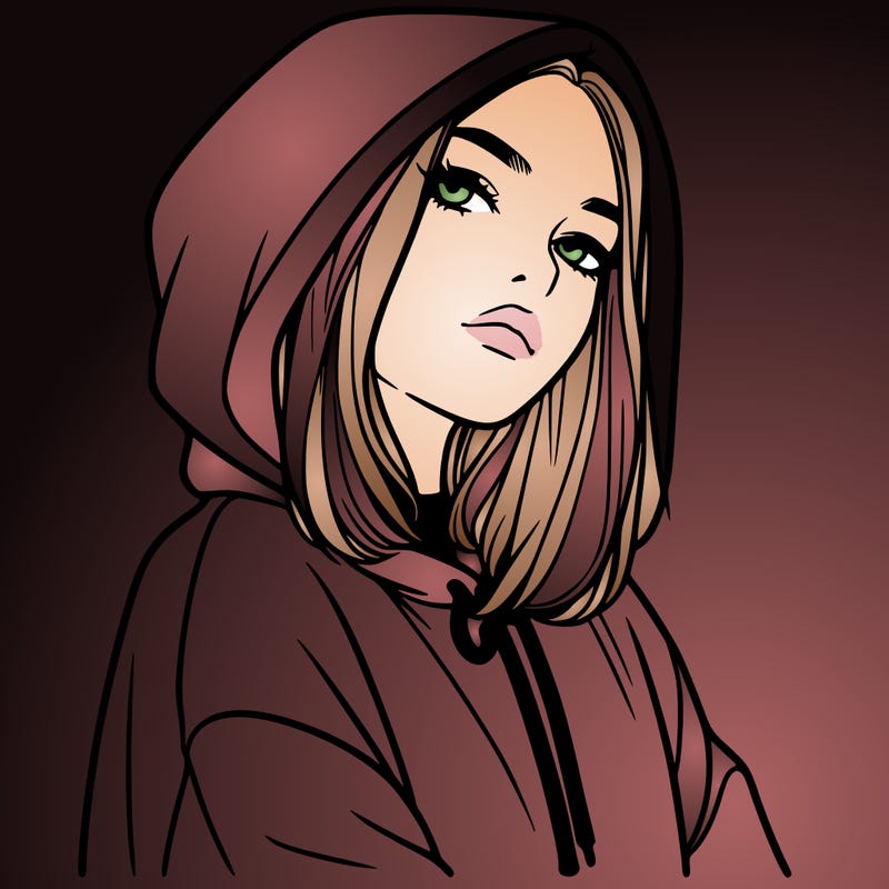 a realistic girl in a hoodie