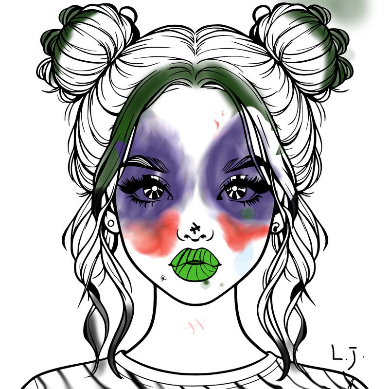 realistic girl with two buns in hair and lips