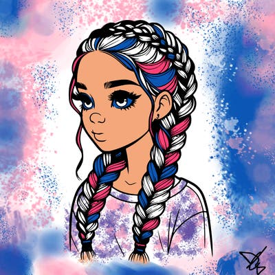 realistic girl with braids