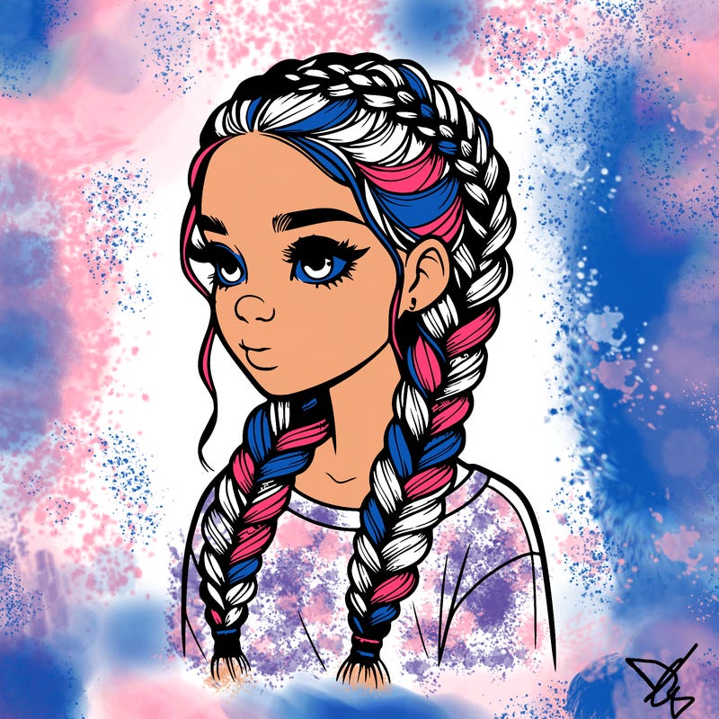 realistic girl with braids