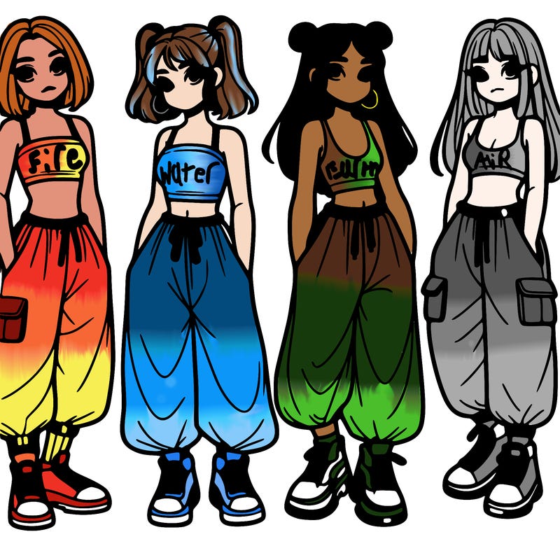 girls with crop top with baggy pants