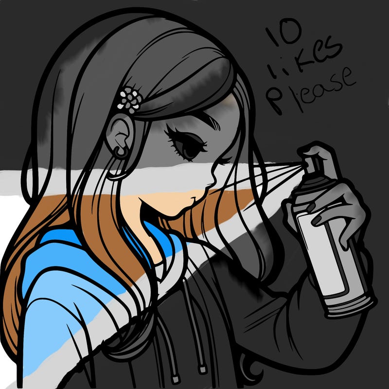 a realistic girl spray painting