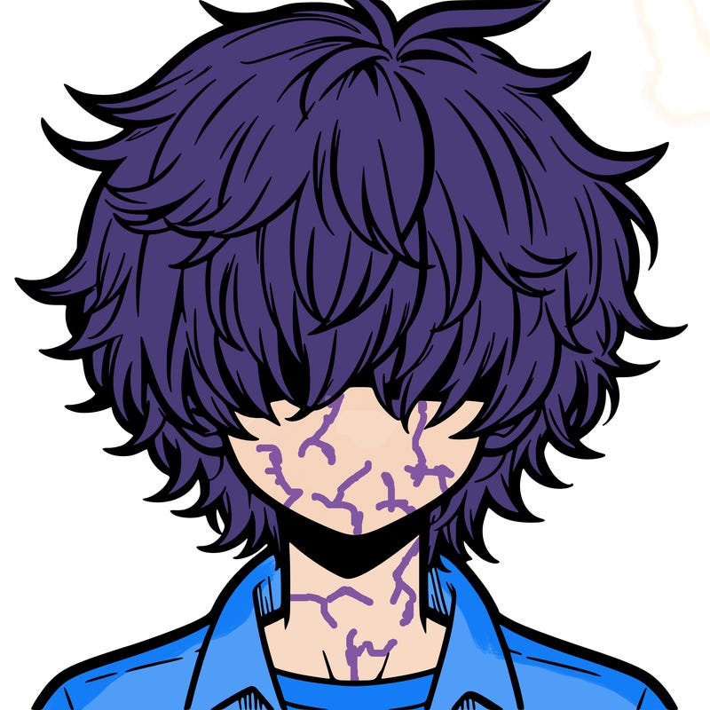 manga boy fluffy hair covering his eyes