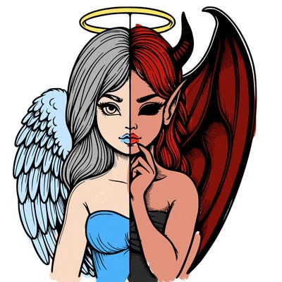 realistic angel half demon