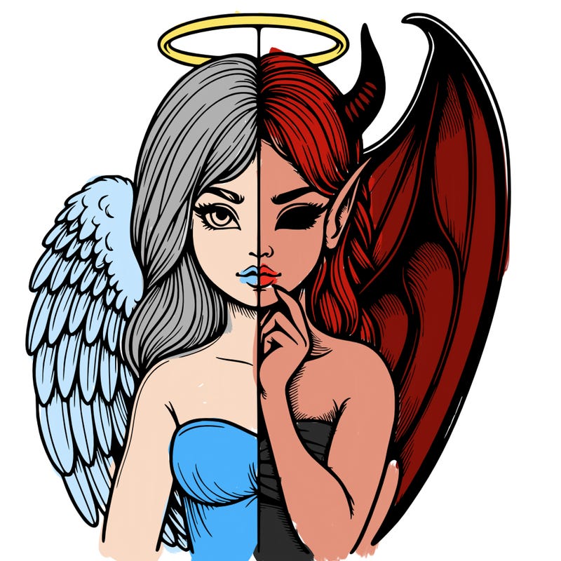 realistic angel half demon