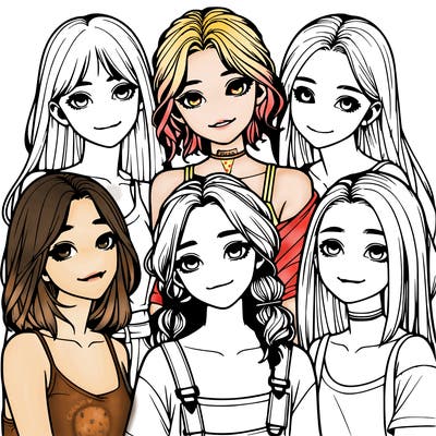 a group of girls realistic