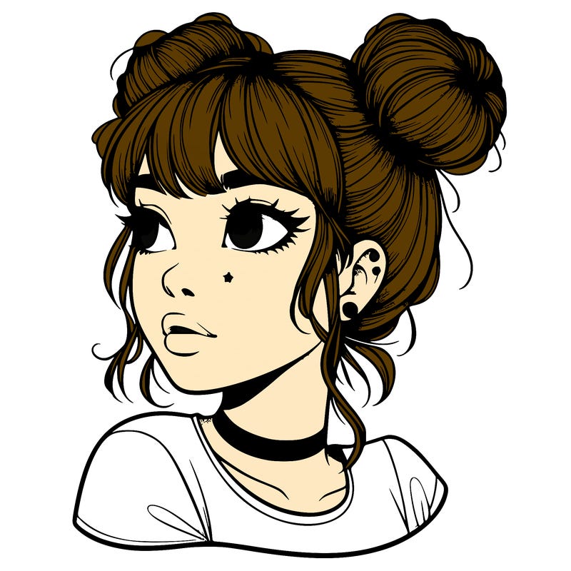 realistic girl with spacebuns