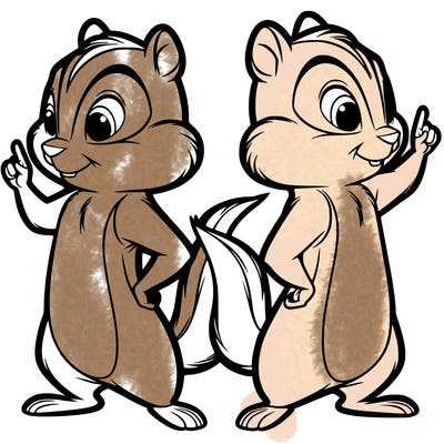 two tamias standing up split realistic