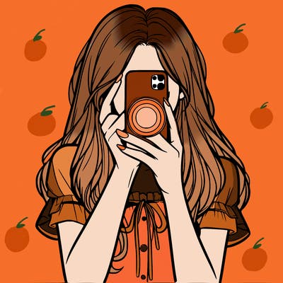 a realistic girl holding her phone taking pictures