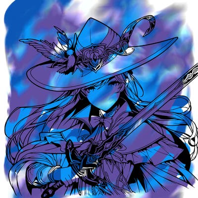 a realistic fantasy manga queen witch with a sword