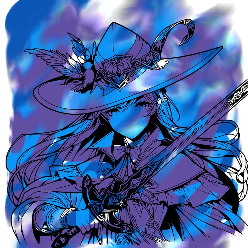 a realistic fantasy manga queen witch with a sword