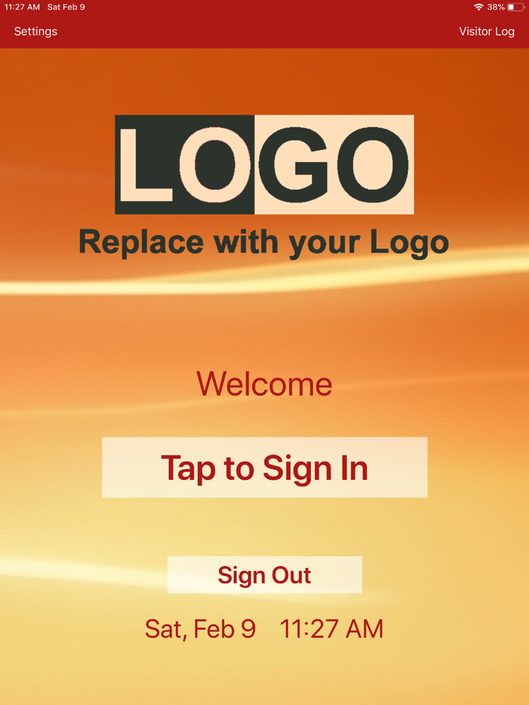 Digital visitor sign in screen on iPad for office reception