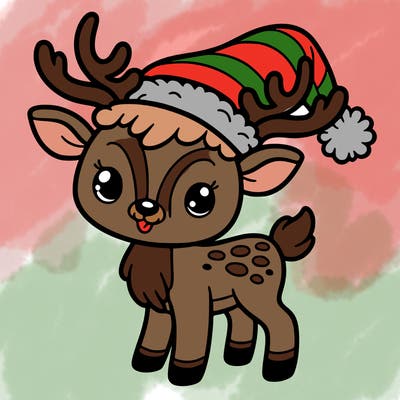christmas reindeer with santa hat
