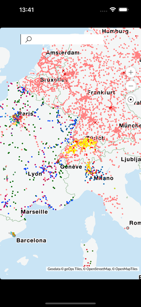 Railway Radar - Train Tracker - Live train tracking map showing rail traffic across Europe in the Railway Radar app