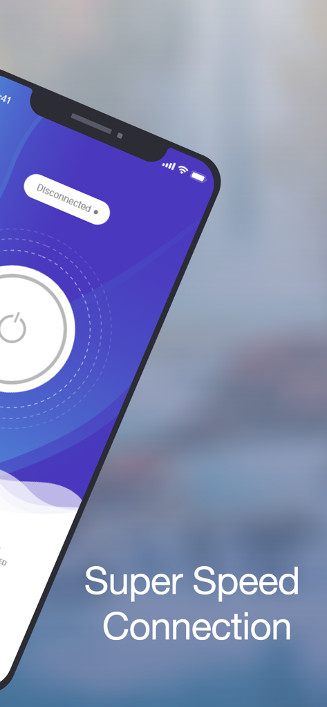 Fast VPN & Proxy Unlimited - Fast VPN mobile app interface showing a super speed connection screen with a power button