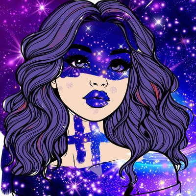 realistic girl with wavy hair and lips