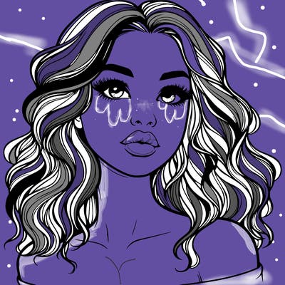 realistic girl with wavy hair and lips