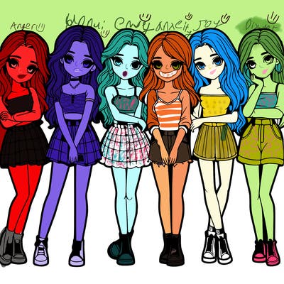 a group of girls realistic