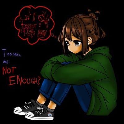 sad anime girl sitting alone