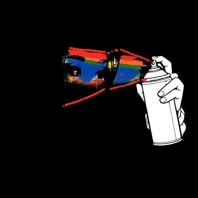 a realistic girl, spray painting