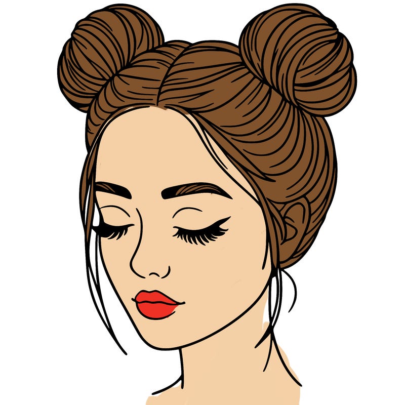woman with hair buns