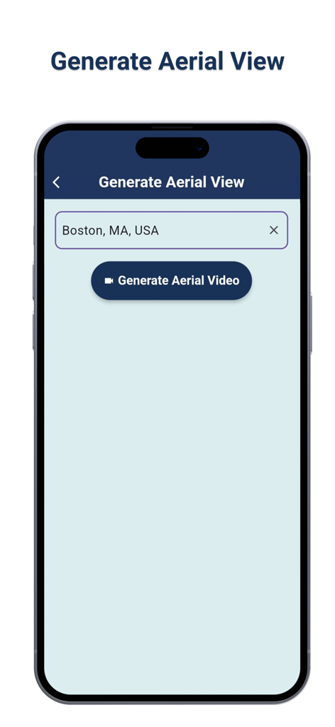 Oberfläche zur Generierung eines Luftbildvideos für einen bestimmten Standort in der App