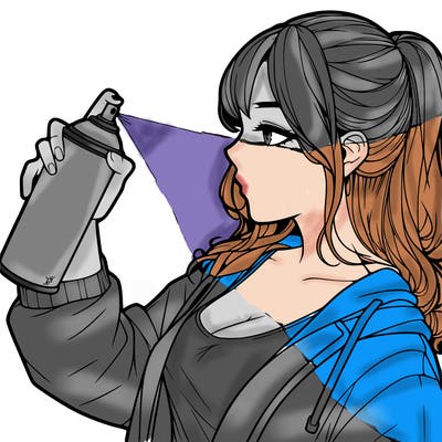 a realistic girl spray, painting