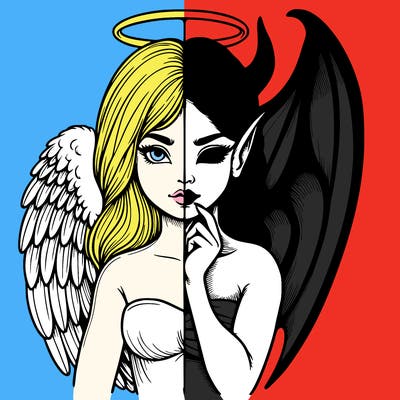 realistic angel half demon