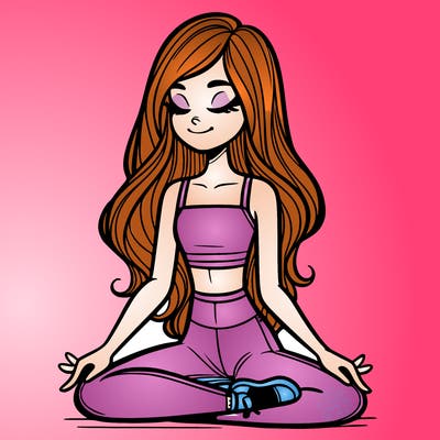 girl in crop top and yoga pants with long hair