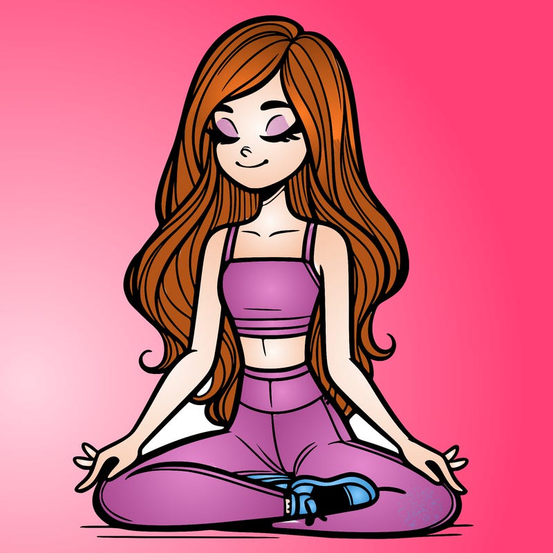 girl in crop top and yoga pants with long hair