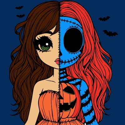 realistic girl halloween split