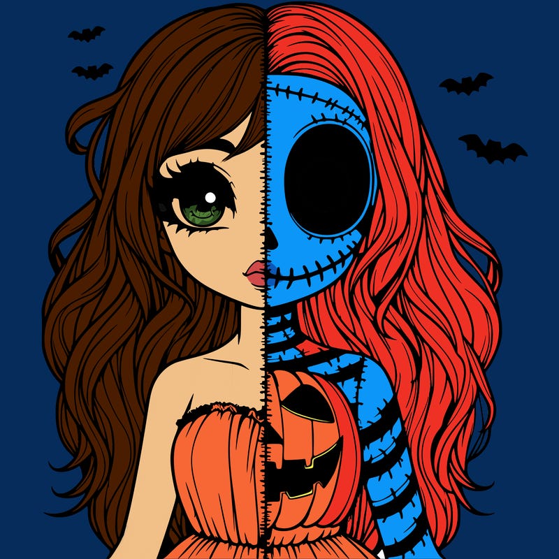 realistic girl halloween split