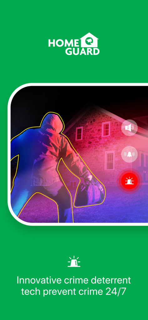 Homeguardsafe - Homeguardsafe app screen showing AI human detection and crime deterrent technology