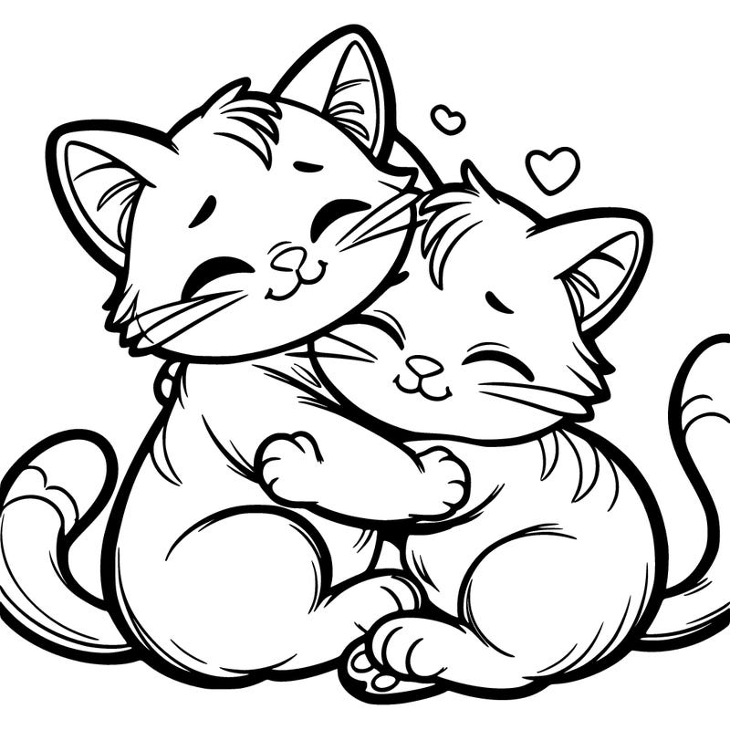 cats, hugging