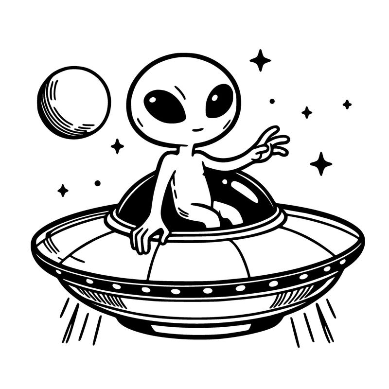 alien on a ufo