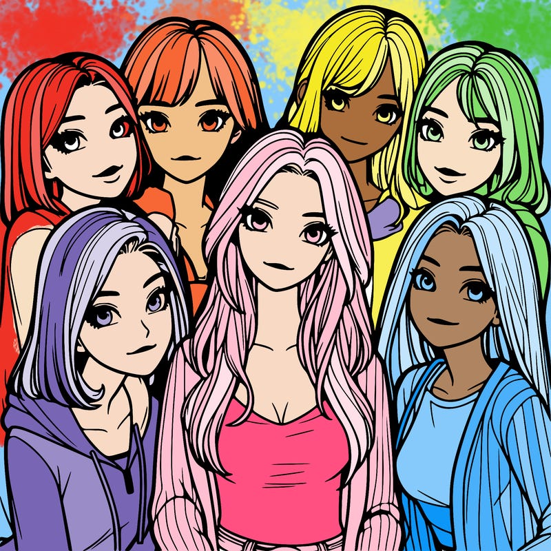 a group of girls realistic