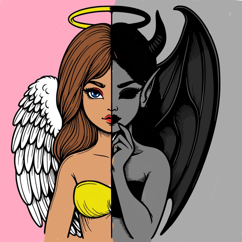 realistic angel half demon