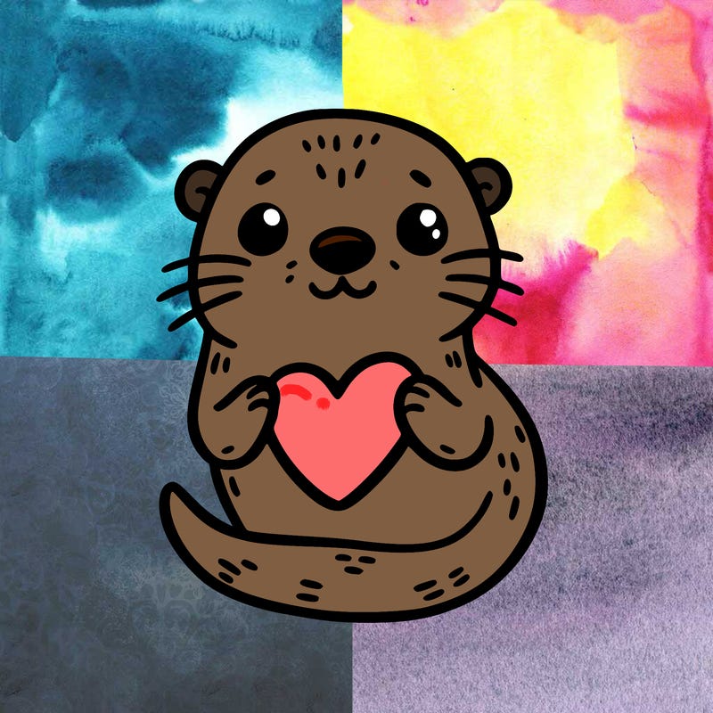 otter with a heart