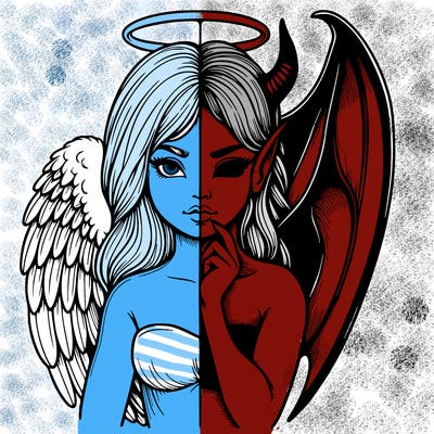 realistic angel half demon