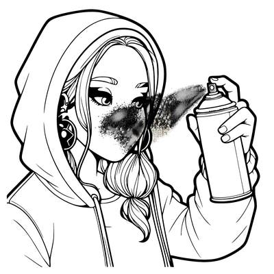 a realistic girl, spray painting