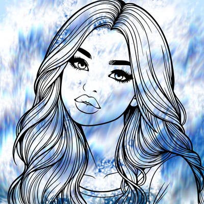 realistic girl with hair on her hair and lips