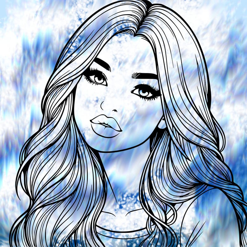 realistic girl with hair on her hair and lips