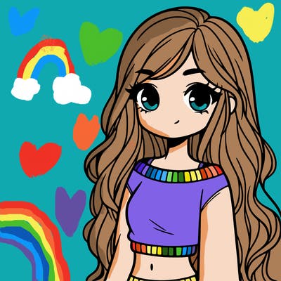 girl with long hair and a crop top with a sweater