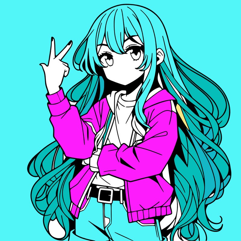 one anime girl with long hair and a cool pose