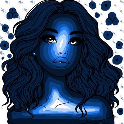 realistic girl with wavy hair and lips